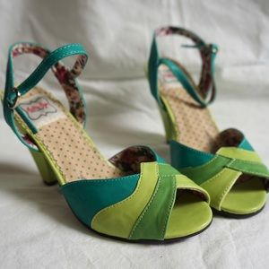 Betty Page pinup 4 inch open toed heels